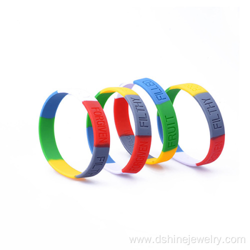 Multi Colors Silicone Bangle Words Engraved Wristband